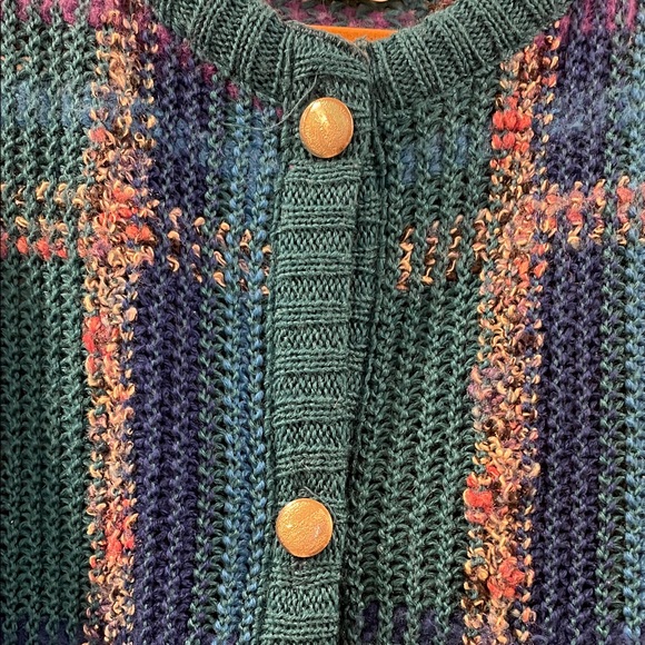 VINTAGE! Colorful Teal, Blue, & Purple Retro Cardigan, Women’s Medium - Picture 4 of 9
